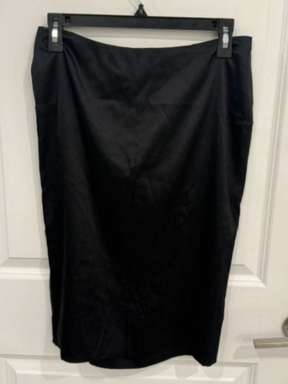Easton Pearson Black Stretch Silk Satin Conte Pencil Skirt